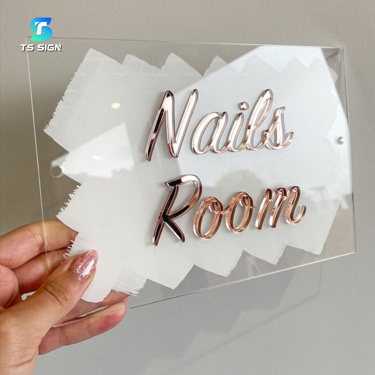 Custom Rectangle or Round Business Signage With 3D Letter Sign Beauty Salon Acrylic Door Sign With Stand Offs Office Wall Logo