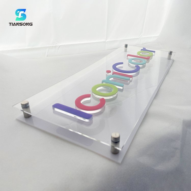 Custom Rectangle or Round Business Signage With 3D Letter Sign Beauty Salon Acrylic Door Sign With Stand Offs Office Wall Logo