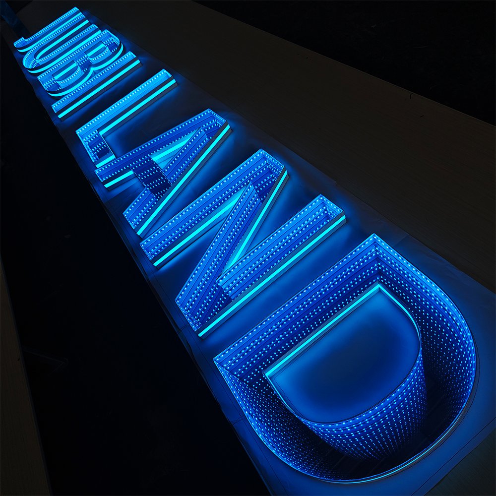 Acrylic 3D Luminous Infinity Neon Mirror Letter RGB Color Changing Led Mirror Neon Sign Infinity 3d Tunnel Mirror Alphabet Light