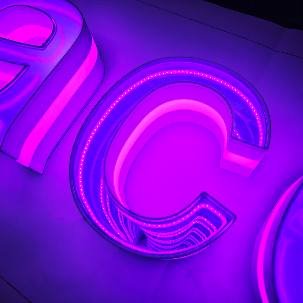 Acrylic 3D Luminous Infinity Neon Mirror Letter RGB Color Changing Led Mirror Neon Sign Infinity 3d Tunnel Mirror Alphabet Light