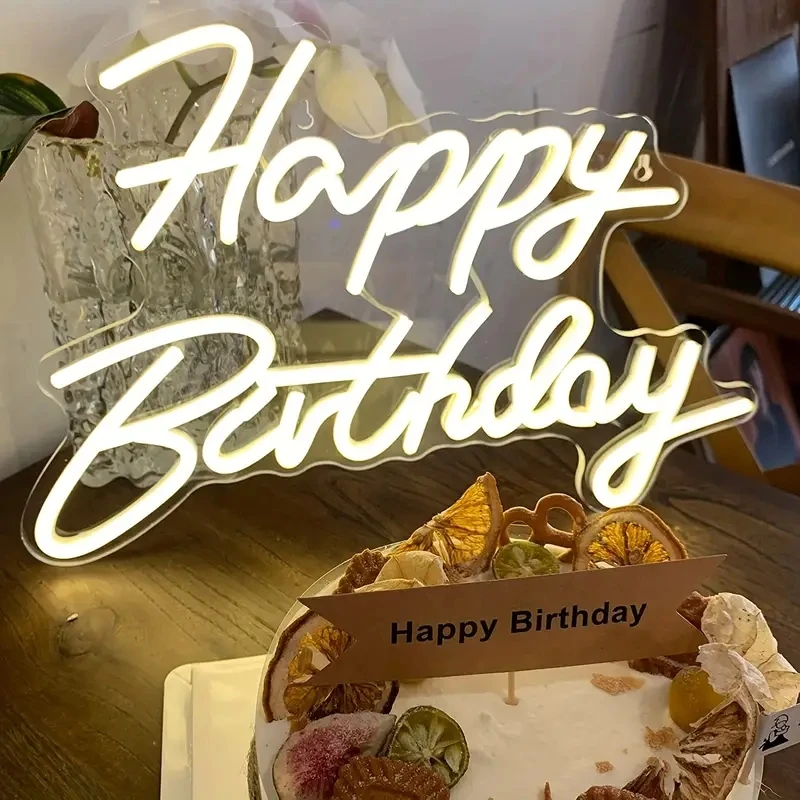 Happy Birthday Only Neon Sign Custom Neon Advertising for Wedding Bar Party Decoration LED Neon Sign