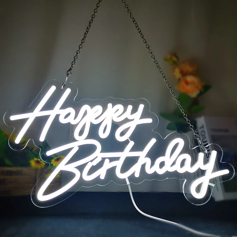 Happy Birthday Only Neon Sign Custom Neon Advertising for Wedding Bar Party Decoration LED Neon Sign