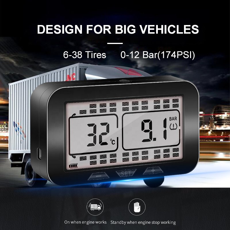 RIBOTON 6-38 Tires Wheels Digital Wireless Real Time Truck Tire Pressure Monitor System TPMS Truck With Internal Sensor