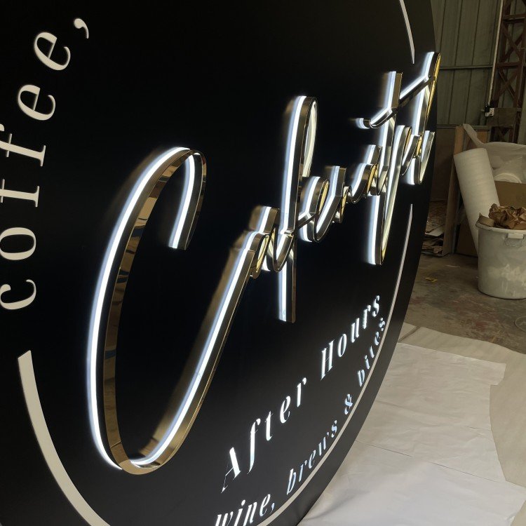 Round Shop Sign Light Box Sign Circle Wall Single Side With Push Through Style Lettering Acrylic Illuminated Signage
