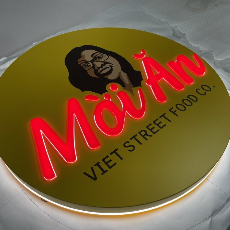 Round Shop Sign Light Box Sign Circle Wall Single Side With Push Through Style Lettering Acrylic Illuminated Signage