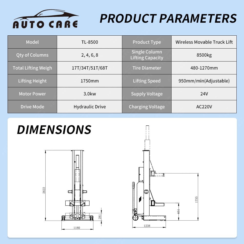 Wireless Mobile 34 Ton Electric 4 Mobile Column Truck and Bus Hoist Four Post Hydraulic Car Truck Lift with CE Certification