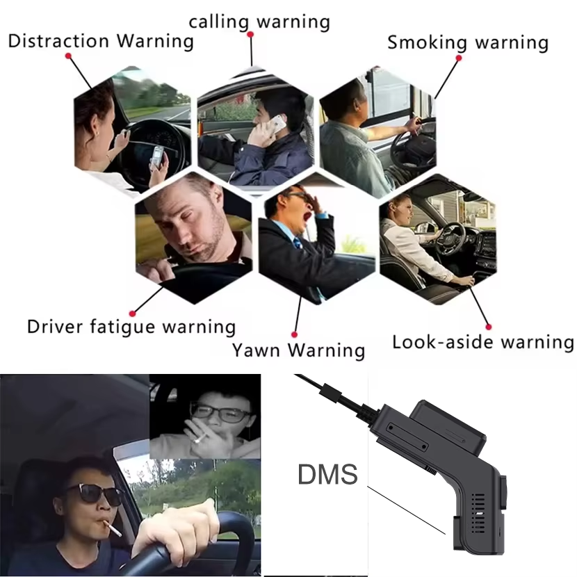 AI Alarm Video Upload 4G Driving Recorder DMS GPS WiFi Advanced Driver Monitoring Assistance System Fleet Management Solution