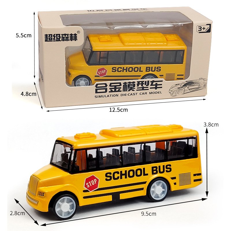 Diecast Toy Model Alloy DieCast Model Vehicle Alloy School Bus Model Car Pull Back Car Toy Vehicles for Kids
