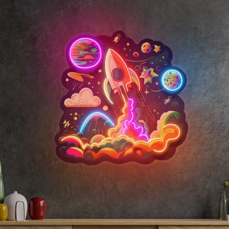 Custom Astronauts Series Spaceman 3D Printed Led Spaceman Light up Sign Light Wall Aesthetic Art Wall Decoration Signboard