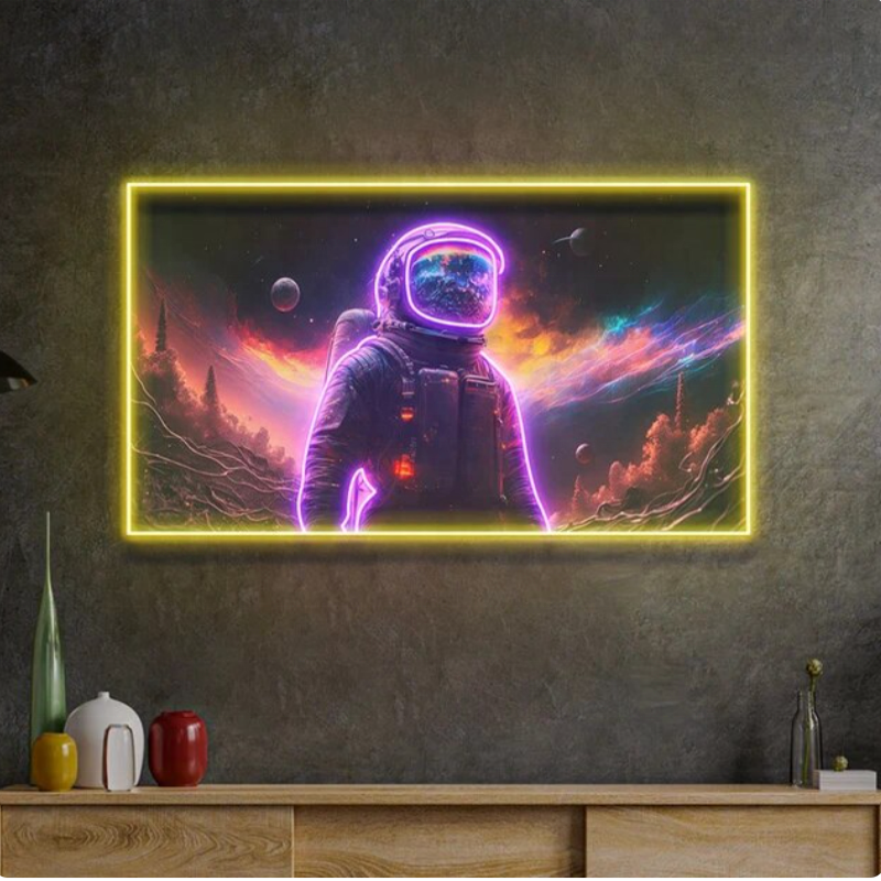 Custom Astronauts Series Spaceman 3D Printed Led Spaceman Light up Sign Light Wall Aesthetic Art Wall Decoration Signboard