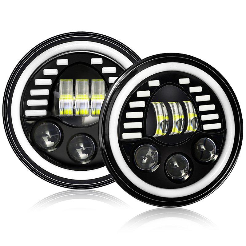 New 7 Inch 60W Round with DRL LED Spotlight Fog Running Light Motorcycle Light