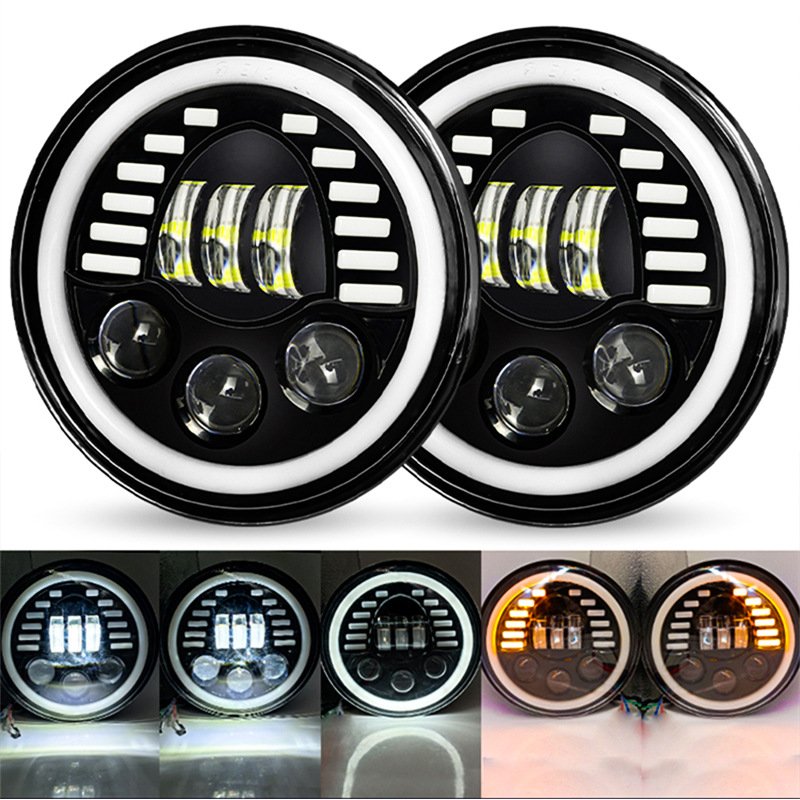 New 7 Inch 60W Round with DRL LED Spotlight Fog Running Light Motorcycle Light