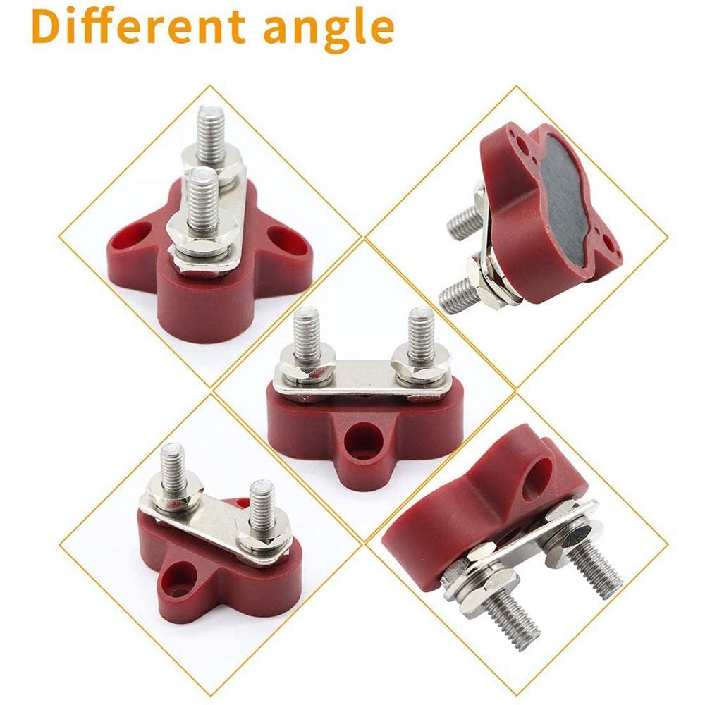 Bus Bar Terminal Block M8 Power Stud Terminal DC 12V-48V Marine Battery Junction Post Distribution Block for Car Truck RV Boat