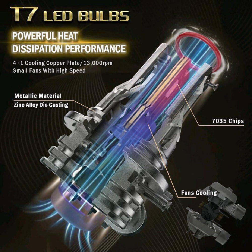 EMC New Design T7 Wireless Factory Wholesale H1 H7 H11 H4 Plug and Pay 9006 Auto Light System LED Headlight Bulbs