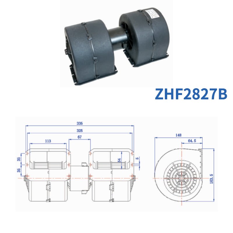 China ZHF2623A 24 Volt Fan Blower Motor Bus Accessories Zhf2827b Axial Fan Centrifugal Blower Bus AC Parts China coach Parts