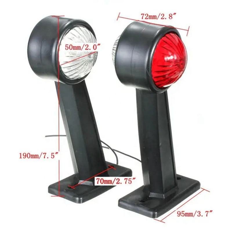 E-mark Trailer Truck Tractor Double Face Indicator Position Light Red White Clearance Rear Side Marker Stalk Lamp 12v 24v