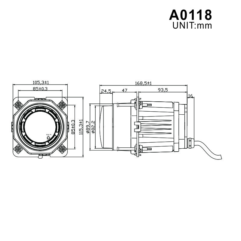 45W Hi/Lo Beam LED Headlight 90mm 3.5 Inch Tractor Bus Multi-Function LED Head Lamp with Parking Light