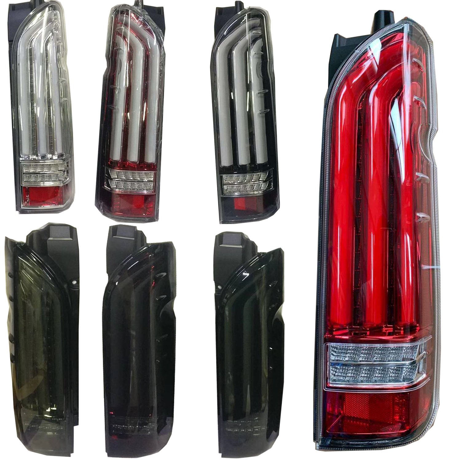 Hiace Van KDH200 2005-2018 LED Tail Lamp Light Clear Bottom Smoke Cover