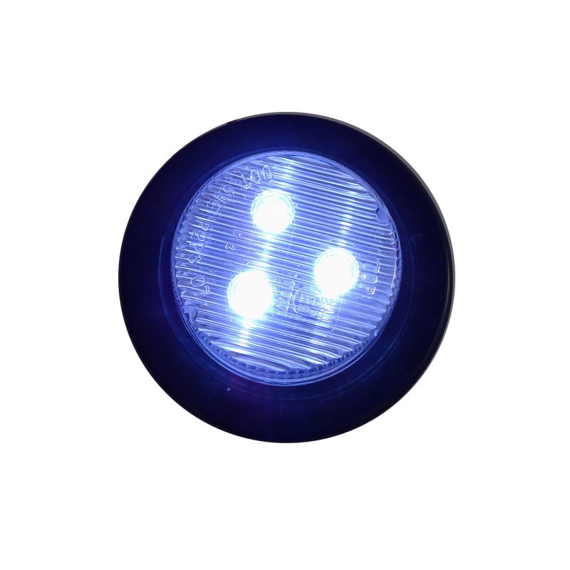 2 inch 12V 24V clear round side marker light with 2-prong plug 3 piranha leds PC lens clearance lamp for truck trailer vehicle