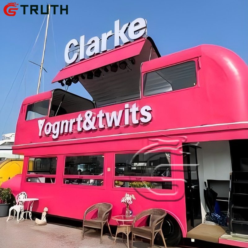 Mobile Automatic Double Decker Bus Dining Food Cart Bbq Coffee Hot Dog Pizza Cart Double Deck Food Bus