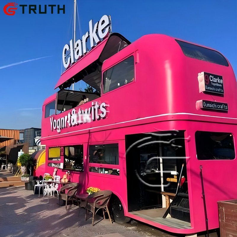 Mobile Automatic Double Decker Bus Dining Food Cart Bbq Coffee Hot Dog Pizza Cart Double Deck Food Bus