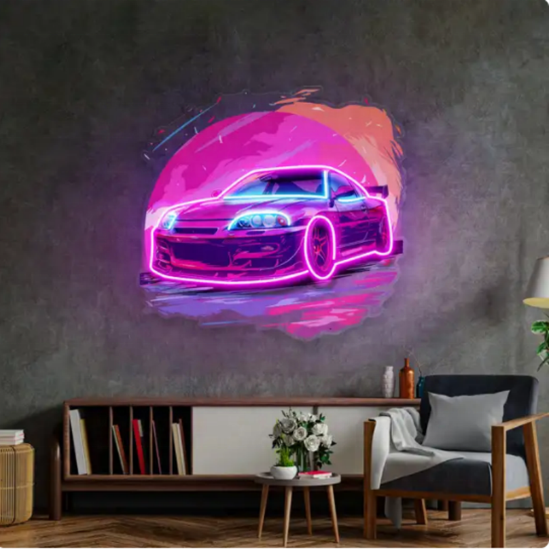 UV Printed Led Neon Sign Store Business logo Design Car Shape Led Light up Sign Signboard Design Neon Light for Wall Decor