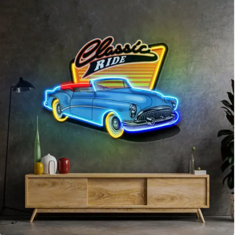 UV Printed Led Neon Sign Store Business logo Design Car Shape Led Light up Sign Signboard Design Neon Light for Wall Decor