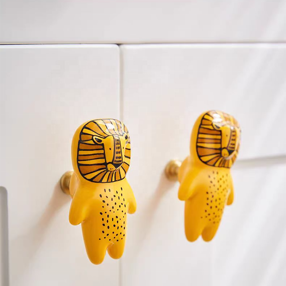 Modern Ceramic Furniture Accessories Cartoon Decorative Handles Cute Colored Drawer Handles for Children's Rooms