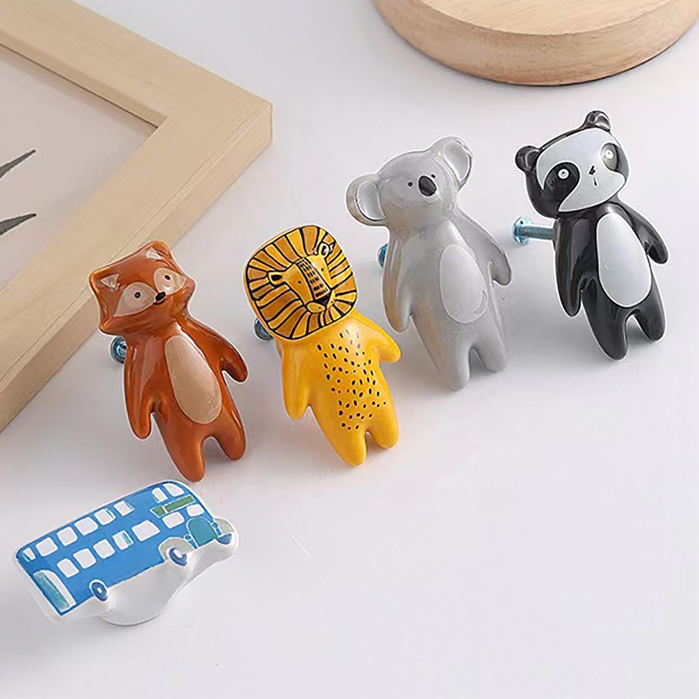 Modern Ceramic Furniture Accessories Cartoon Decorative Handles Cute Colored Drawer Handles for Children's Rooms