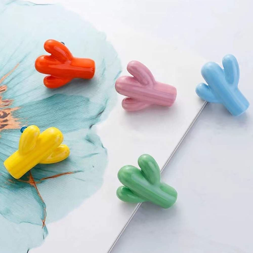 Modern Ceramic Furniture Accessories Cartoon Decorative Handles Cute Colored Drawer Handles for Children's Rooms