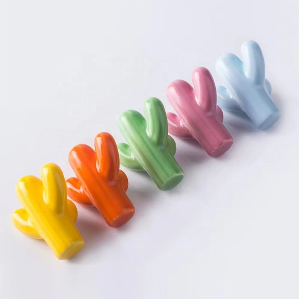 Modern Ceramic Furniture Accessories Cartoon Decorative Handles Cute Colored Drawer Handles for Children's Rooms