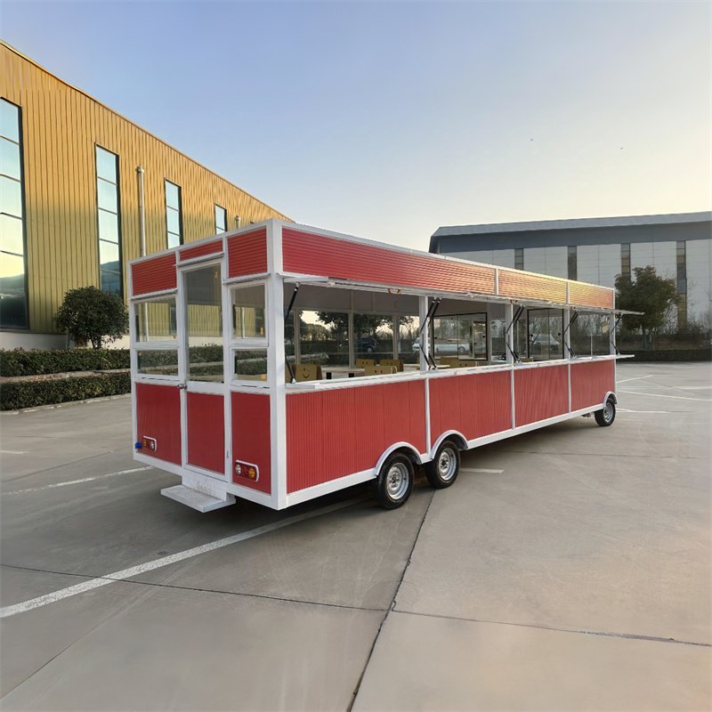 Mobile Multifunctional Fast Food Truck, Iron Plate Food Bus Truck, RV, Fried Food Stall Cart, Breakfast Cart, Snack Cart