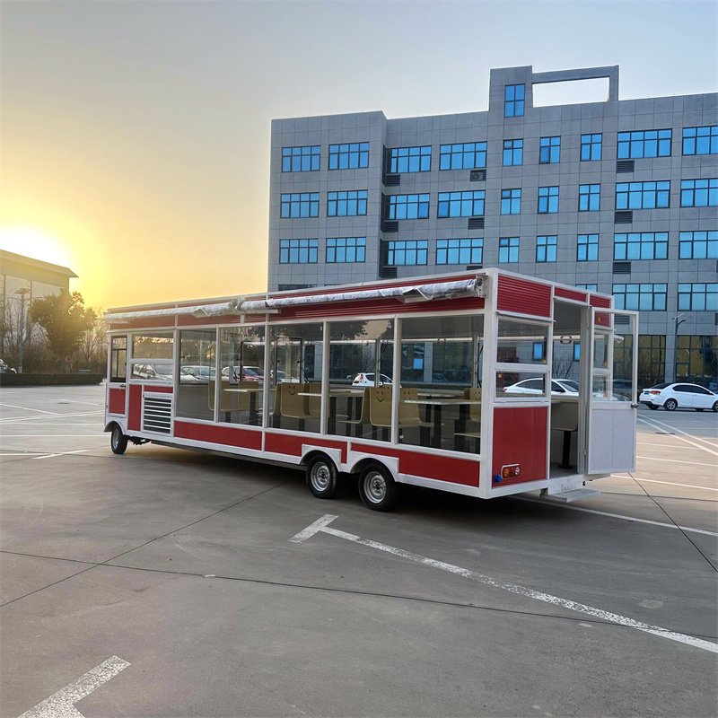 Mobile Multifunctional Fast Food Truck, Iron Plate Food Bus Truck, RV, Fried Food Stall Cart, Breakfast Cart, Snack Cart