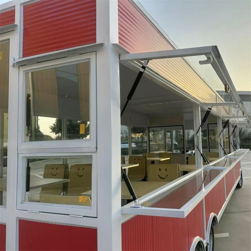 Mobile Multifunctional Fast Food Truck, Iron Plate Food Bus Truck, RV, Fried Food Stall Cart, Breakfast Cart, Snack Cart