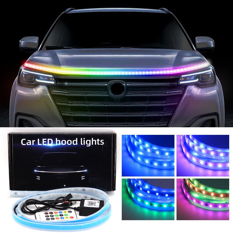 Yosovlamp Car Hood LED Decoration Daytime Running Light Machine Cover Gap Light Guide Strip Atmosphere Racing Flow Light