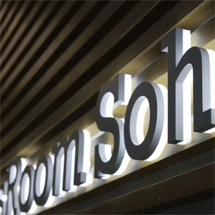Customized Building Commercial Office 3D Backlit Letters Outdoor Commercial Letters LED Stainless Steel Acrylic Signage
