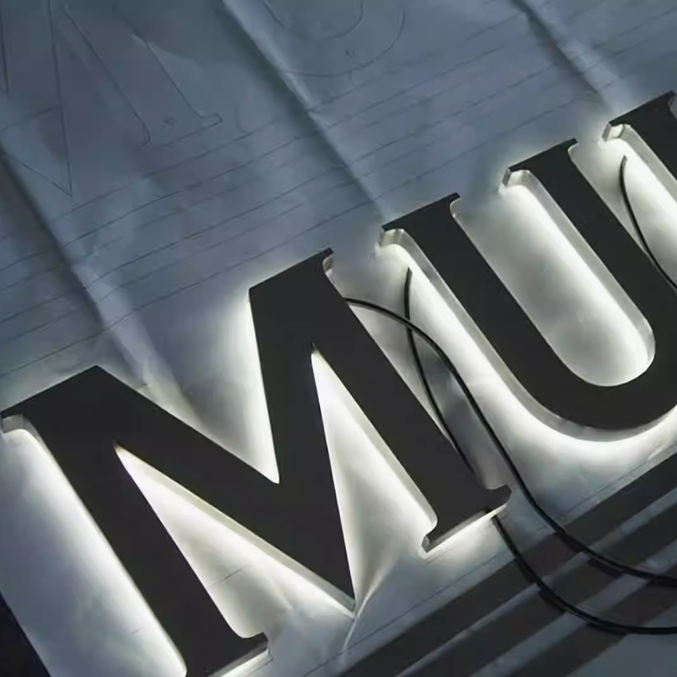 Customized Building Commercial Office 3D Backlit Letters Outdoor Commercial Letters LED Stainless Steel Acrylic Signage