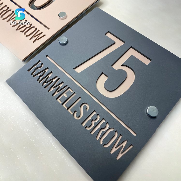 Customized House Street Name Acrylic Door Plate Outdoor Address Number 3D Sign