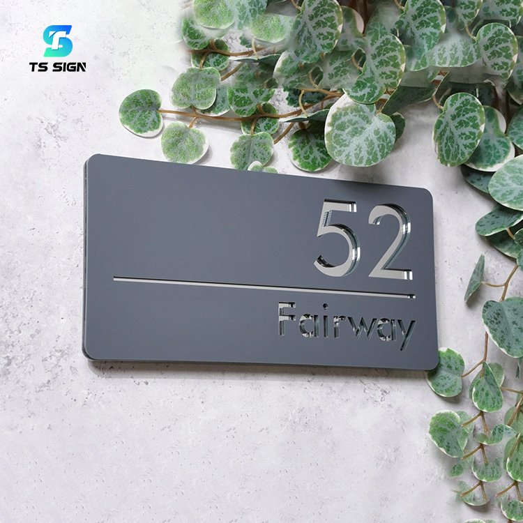 Customized House Street Name Acrylic Door Plate Outdoor Address Number 3D Sign