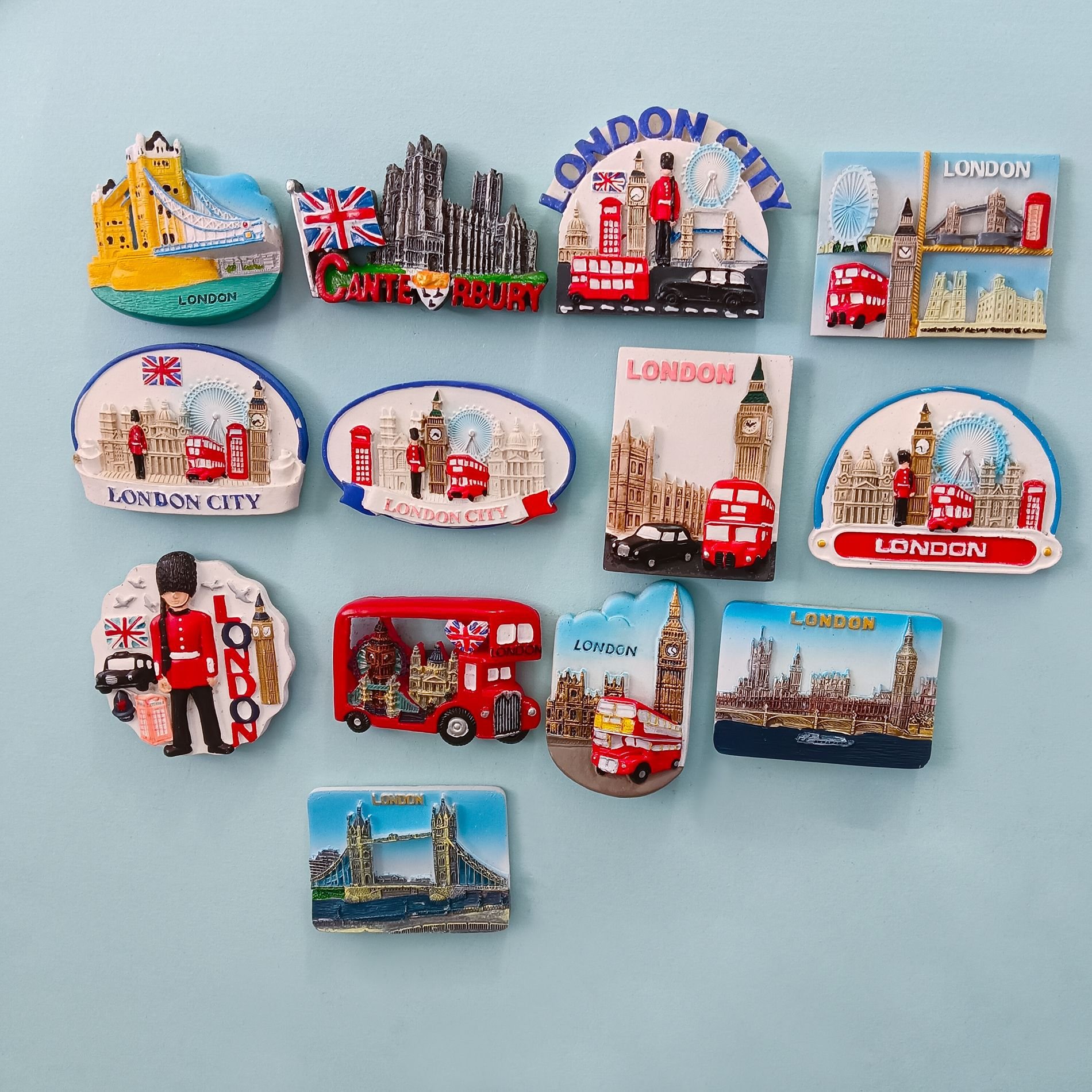 Customized logo British Bus Castle London Bridge Tourist Souvenir City Resin Refrigerator Magnet for Kitchen Decoration