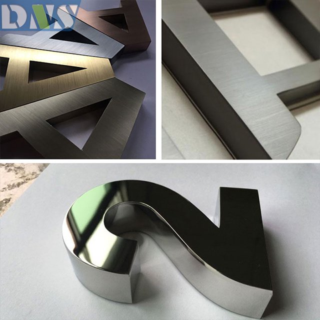 3d Stainless Steel Brushed Mirror logo Silver Sign Metal Letters and Numbers