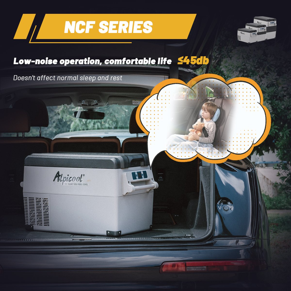 NCF35 Alpicool Portable Car Refrigerator Compressor Fridge Freezer for Picnic With Coaster Built-in LED Light Car Fridges