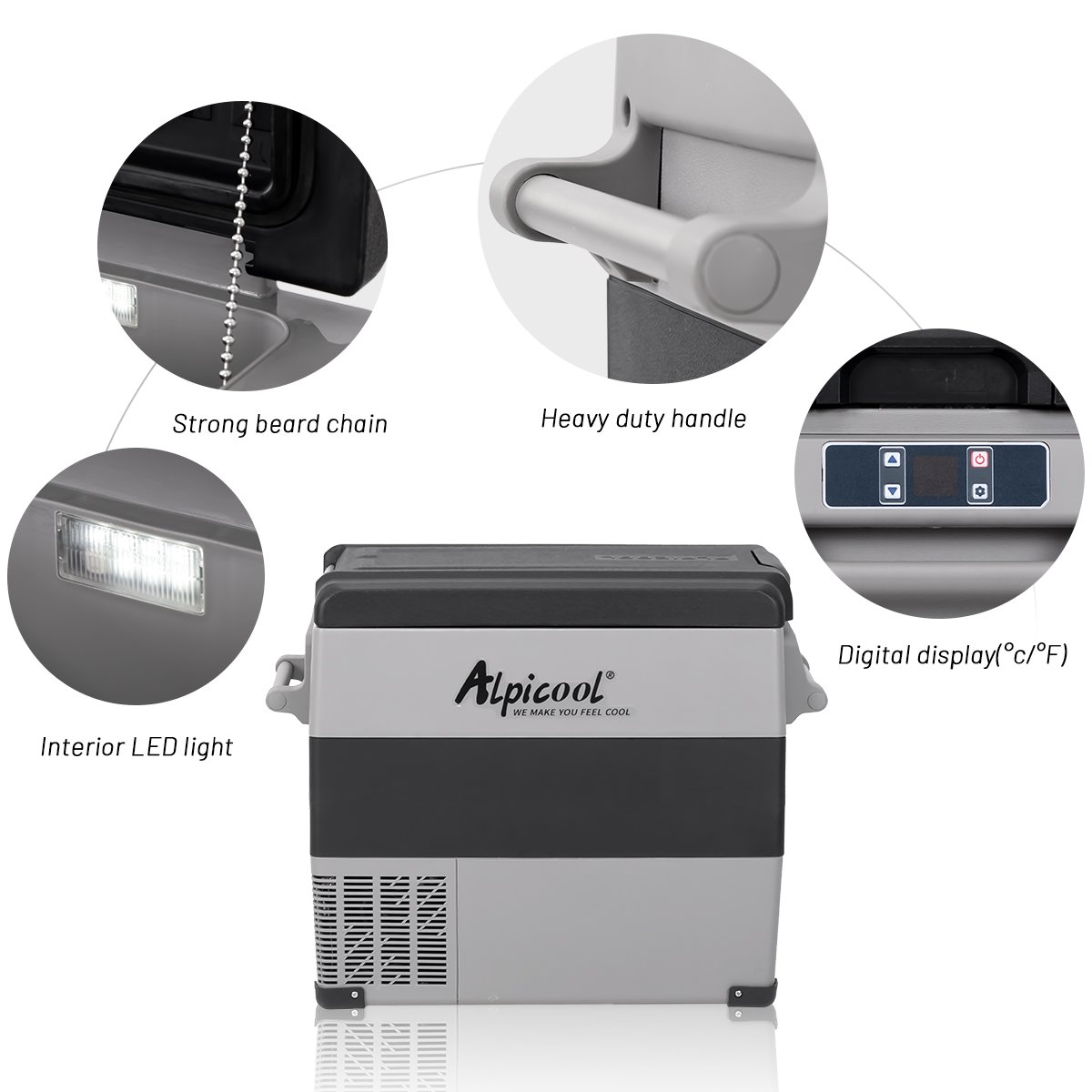 NCF35 Alpicool Portable Car Refrigerator Compressor Fridge Freezer for Picnic With Coaster Built-in LED Light Car Fridges