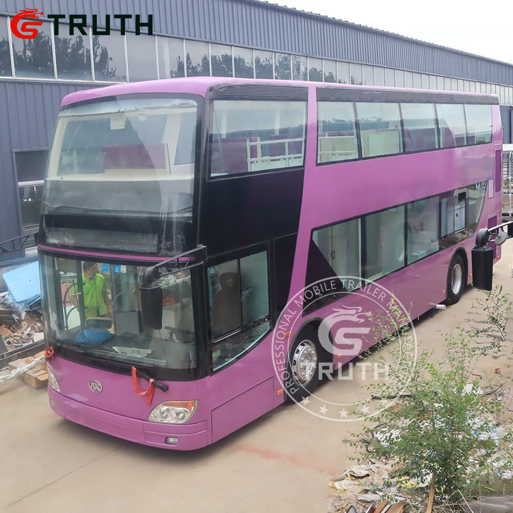 Interior That Can Be Customized Mobile Automatic Double Decker Bus Dining Food Cart for Open Bus Ice Cream Hot Dog Food Truck