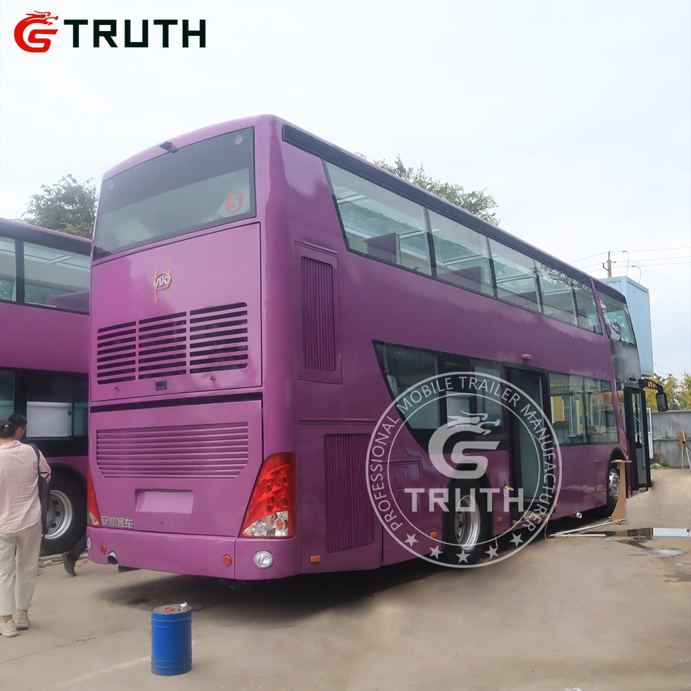 Interior That Can Be Customized Mobile Automatic Double Decker Bus Dining Food Cart for Open Bus Ice Cream Hot Dog Food Truck