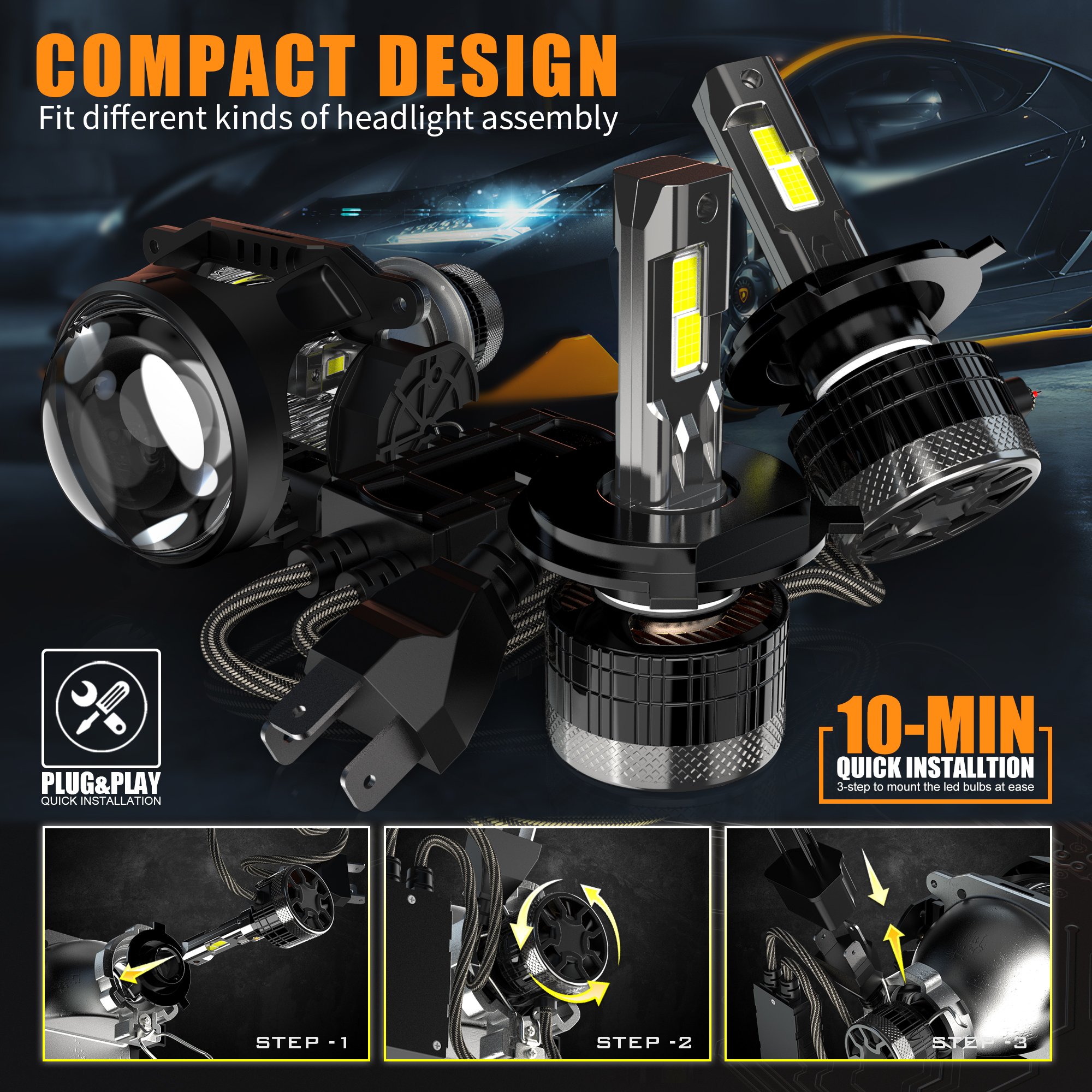 Factory Supply OEM 240W 50000LM Hi/Lo LED Headlamp for Motorcycles 12V Cool White Light 6500K Color Temperature Low Beam