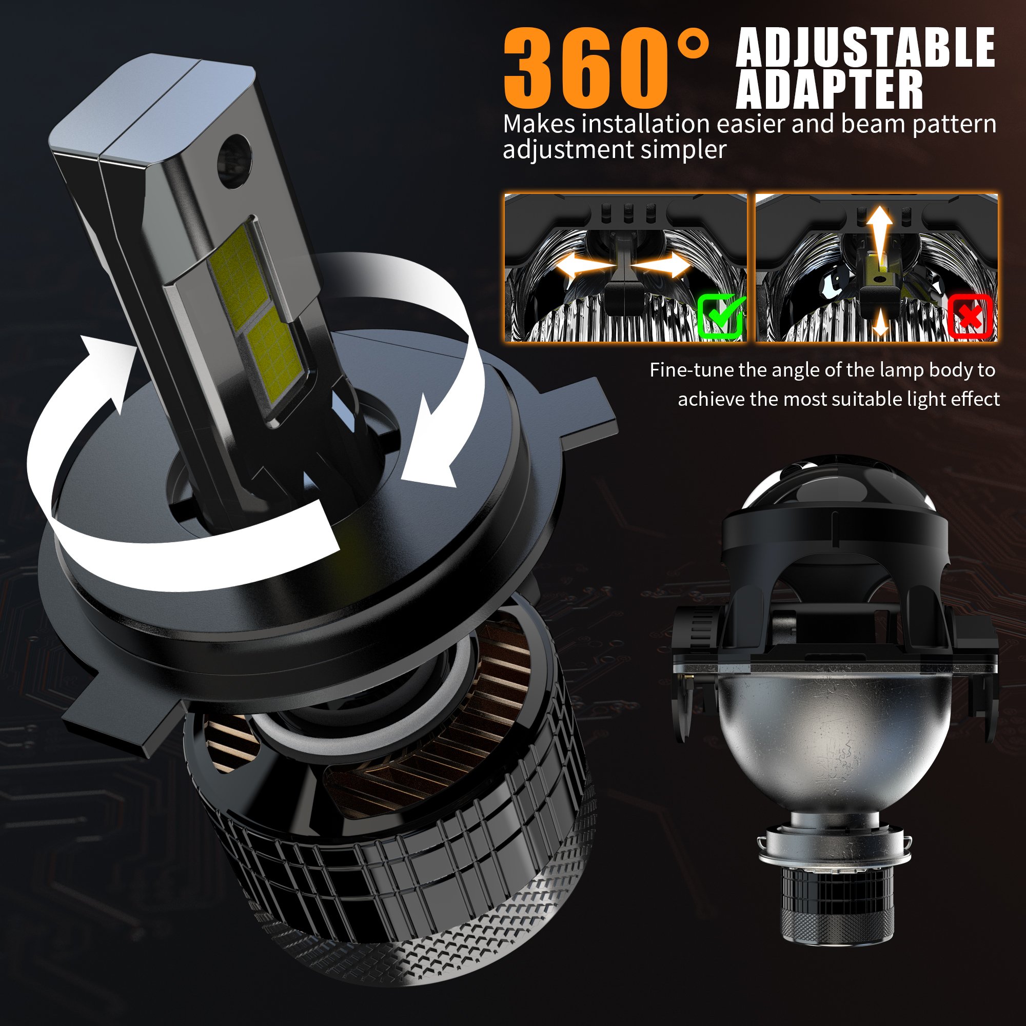 Factory Supply OEM 240W 50000LM Hi/Lo LED Headlamp for Motorcycles 12V Cool White Light 6500K Color Temperature Low Beam