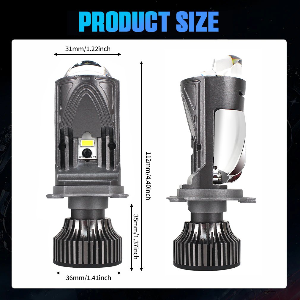 Super Bright Canbus Projector H4 Mini Led Lens 100W 12000LM Led Headlight Bulbs Hi Low Beam Car Light Projector Mini Led Lens