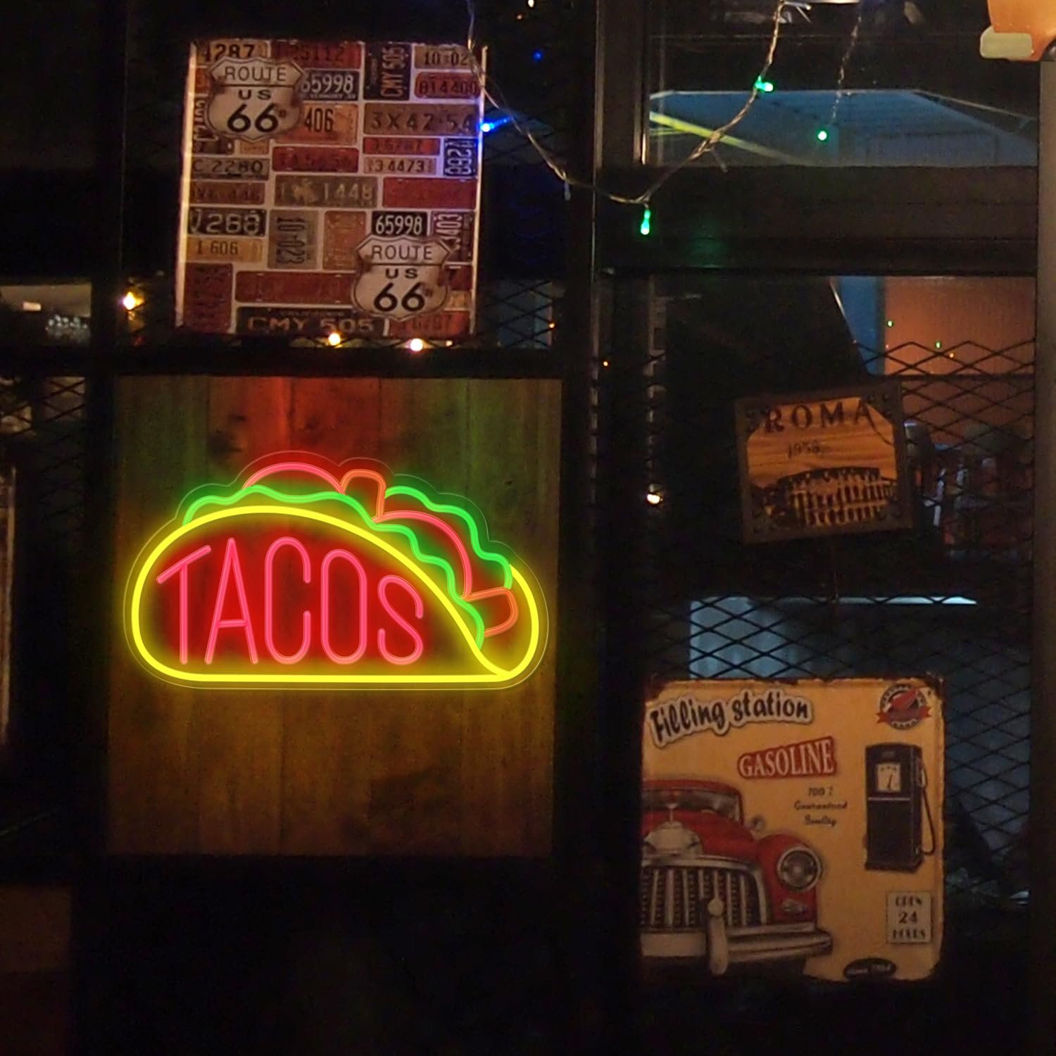 Tacos LED Sign Dimmable LED Neon Signs for Wall DecorationTortilla Tacos Shop Beer Bar Pub Restaurant Christmas Decoration