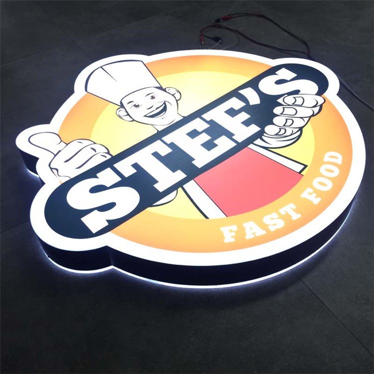 3D Flat Acrylic Light Stainless Steel Letter Signs Waterproof LED Light Box